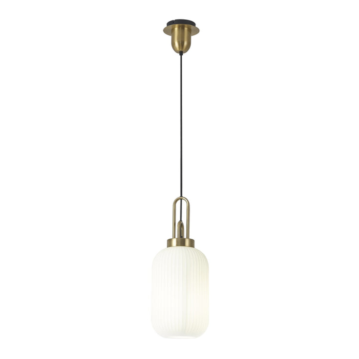 Nelson Lighting NLK05419 Amsterdam 1 Light Pendant Brass Gold Matt Black