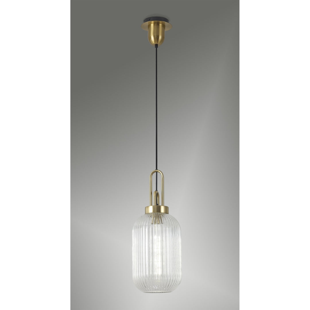 Nelson Lighting NLK05429 Amsterdam 1 Light Pendant Brass Gold Matt Black