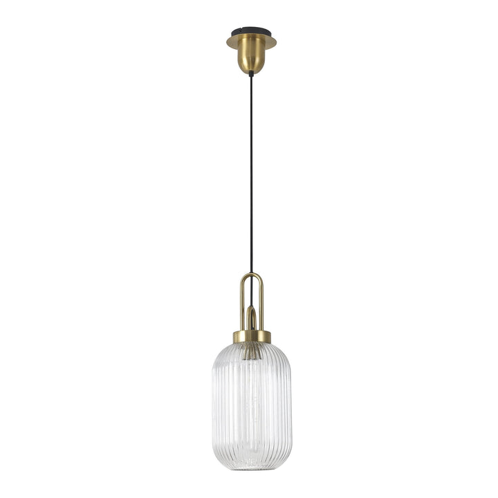 Nelson Lighting NLK05429 Amsterdam 1 Light Pendant Brass Gold Matt Black