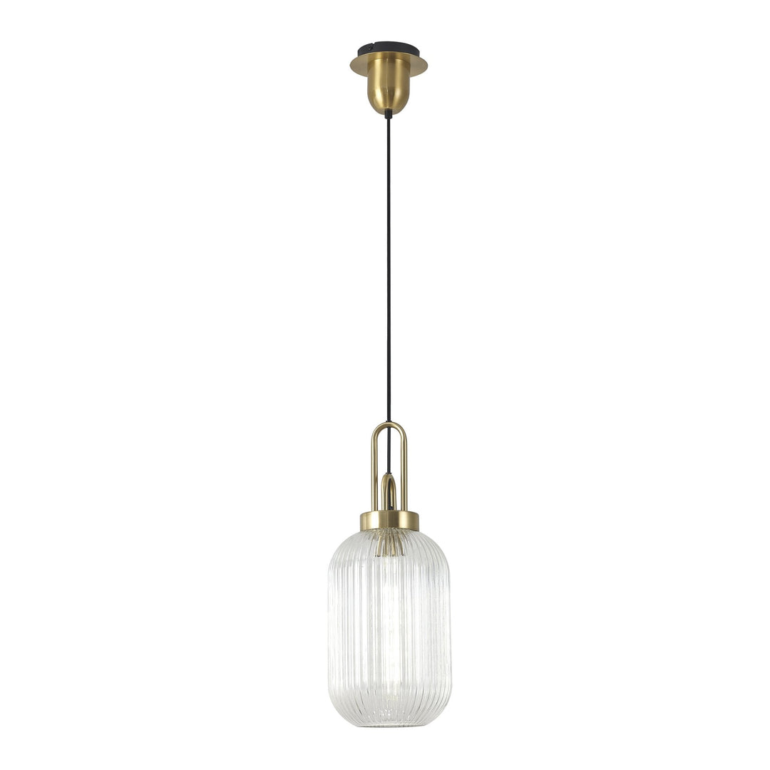 Nelson Lighting NLK05429 Amsterdam 1 Light Pendant Brass Gold Matt Black