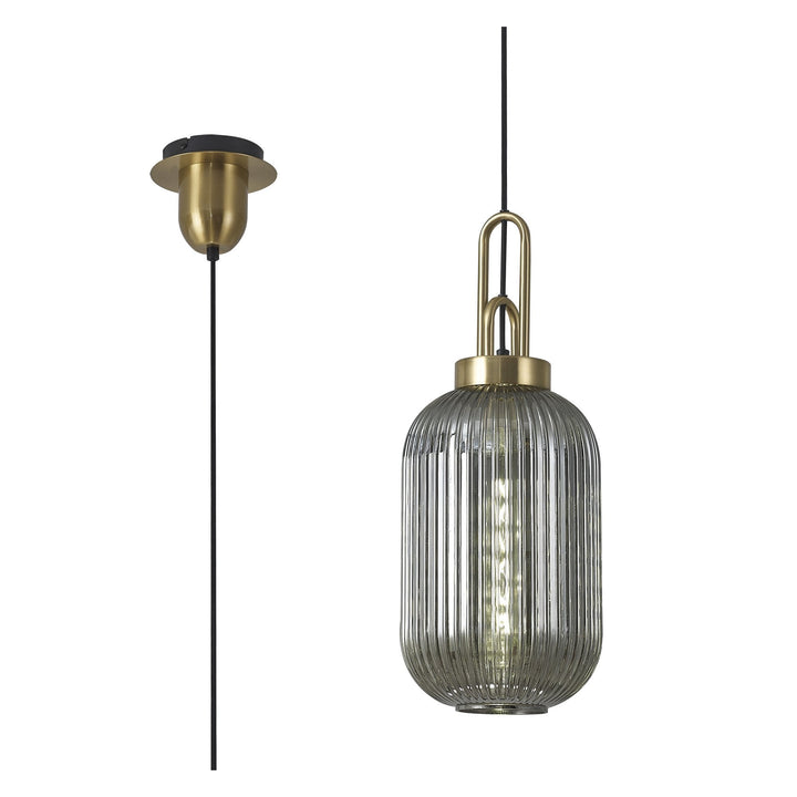 Nelson Lighting NLK05439 Amsterdam 1 Light Pendant Brass Gold Matt Black