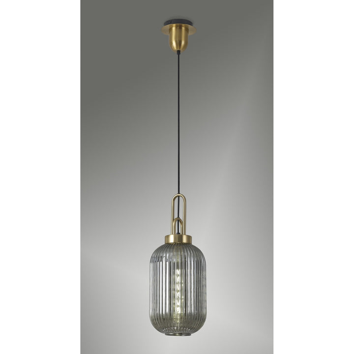 Nelson Lighting NLK05439 Amsterdam 1 Light Pendant Brass Gold Matt Black