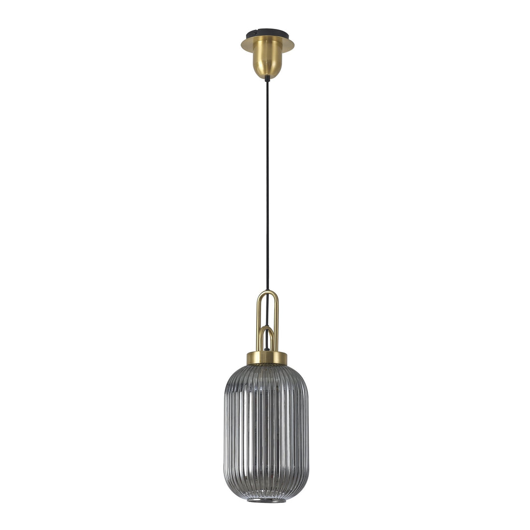 Nelson Lighting NLK05439 Amsterdam 1 Light Pendant Brass Gold Matt Black