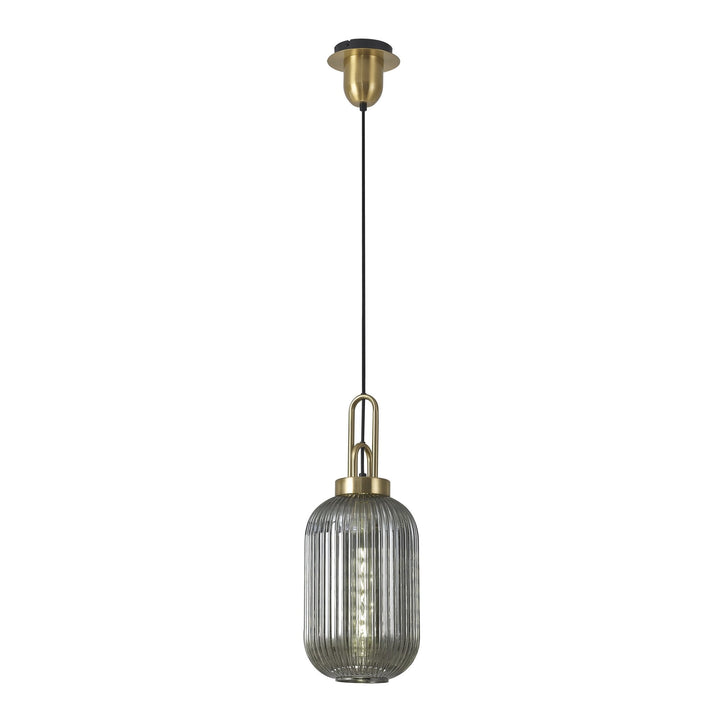 Nelson Lighting NLK05439 Amsterdam 1 Light Pendant Brass Gold Matt Black