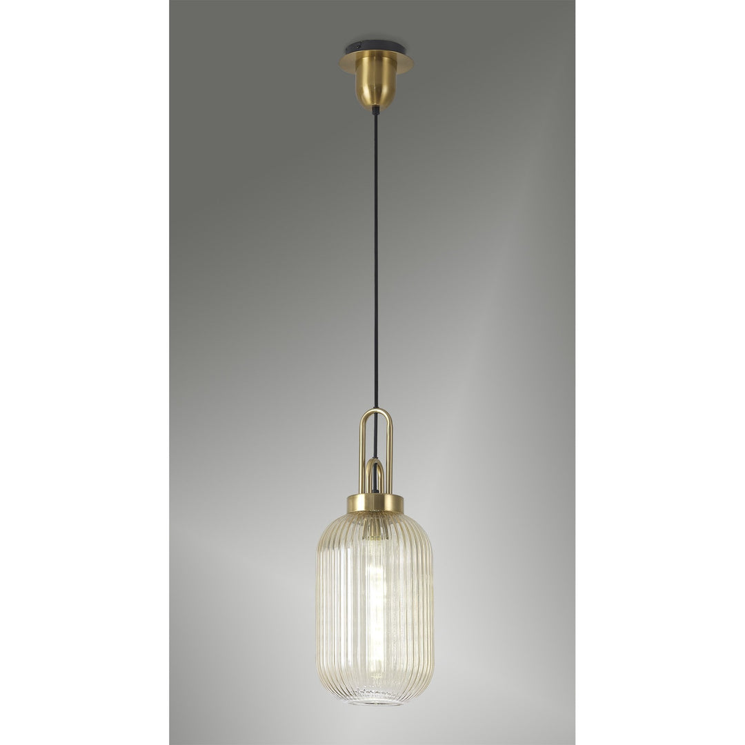 Nelson Lighting NLK05449 Amsterdam 1 Light Pendant Brass Gold Matt Black