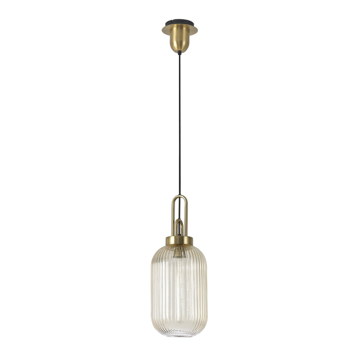 Nelson Lighting NLK05449 Amsterdam 1 Light Pendant Brass Gold Matt Black