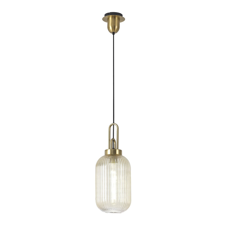 Nelson Lighting NLK05449 Amsterdam 1 Light Pendant Brass Gold Matt Black