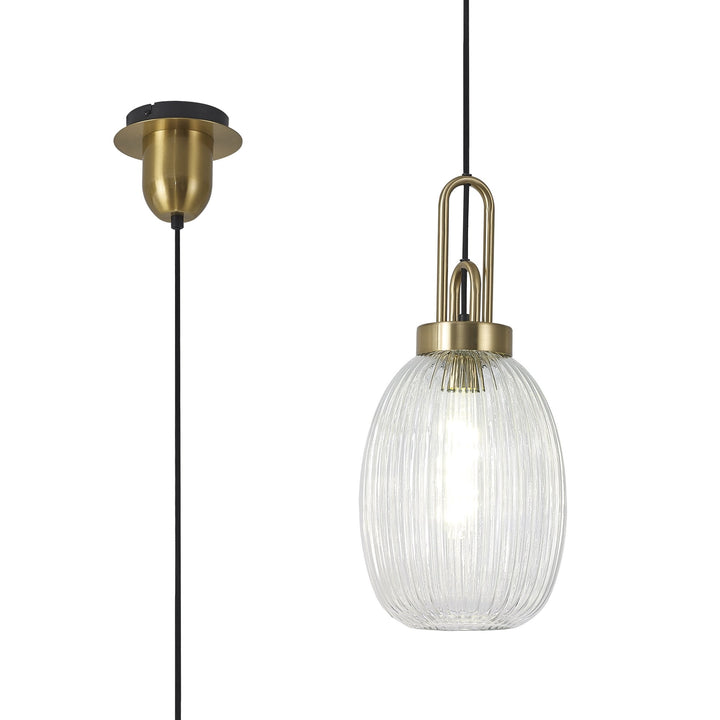 Nelson Lighting NLK05459 Amsterdam 1 Light Pendant Brass Gold Matt Black