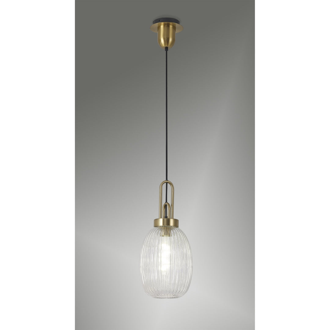 Nelson Lighting NLK05459 Amsterdam 1 Light Pendant Brass Gold Matt Black