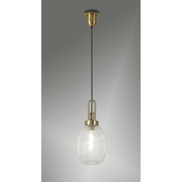 Nelson Lighting NLK05459 Amsterdam 1 Light Pendant Brass Gold Matt Black