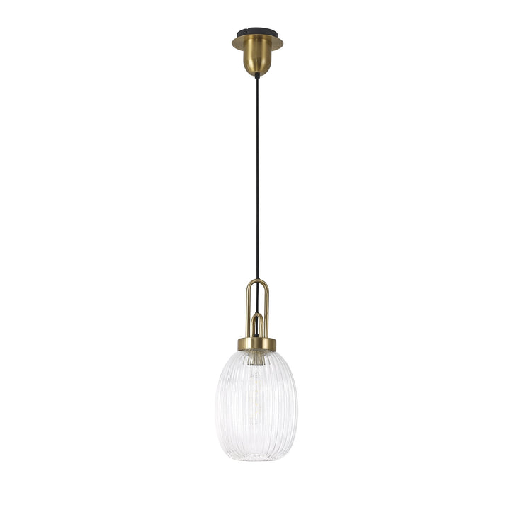 Nelson Lighting NLK05459 Amsterdam 1 Light Pendant Brass Gold Matt Black