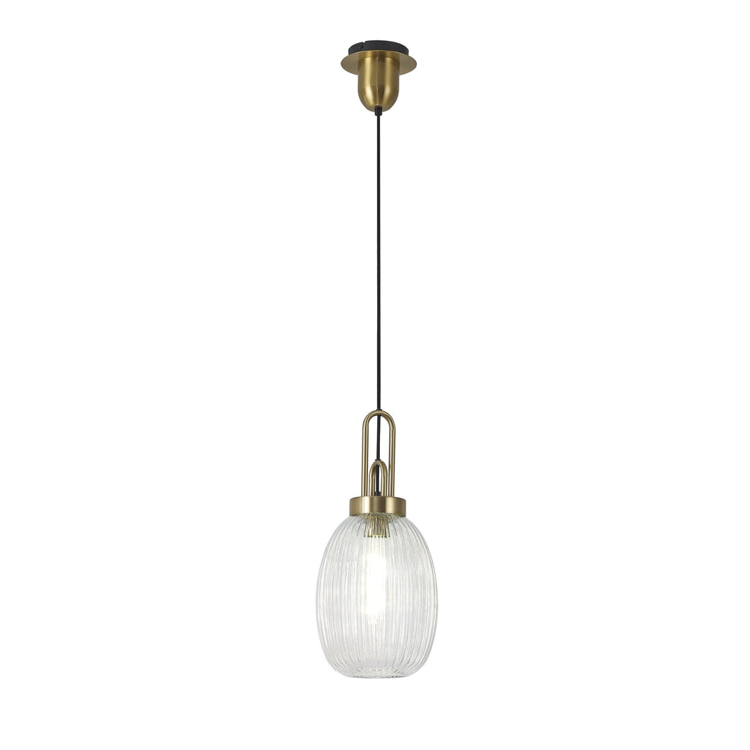 Nelson Lighting NLK05459 Amsterdam 1 Light Pendant Brass Gold Matt Black