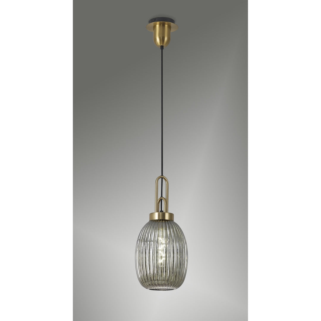 Nelson Lighting NLK05469 Amsterdam 1 Light Pendant Brass Gold Matt Black