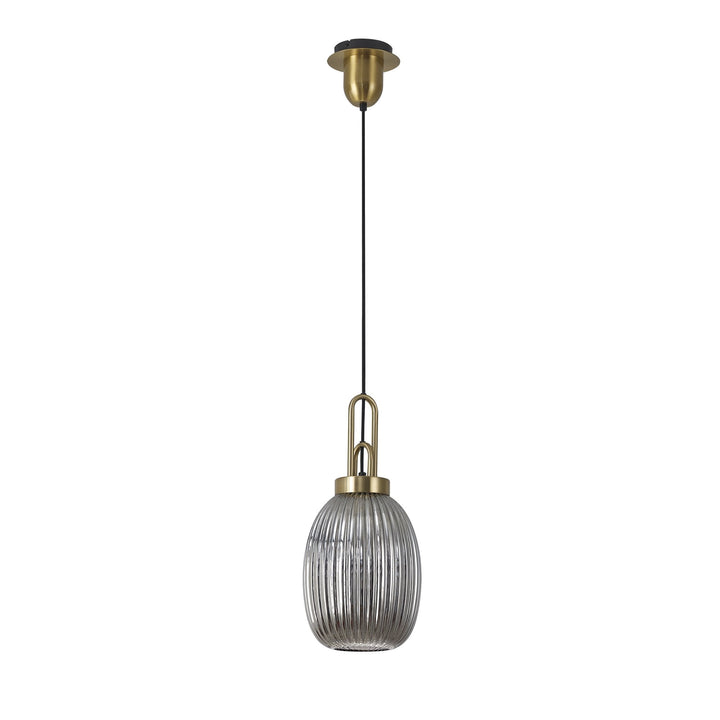 Nelson Lighting NLK05469 Amsterdam 1 Light Pendant Brass Gold Matt Black