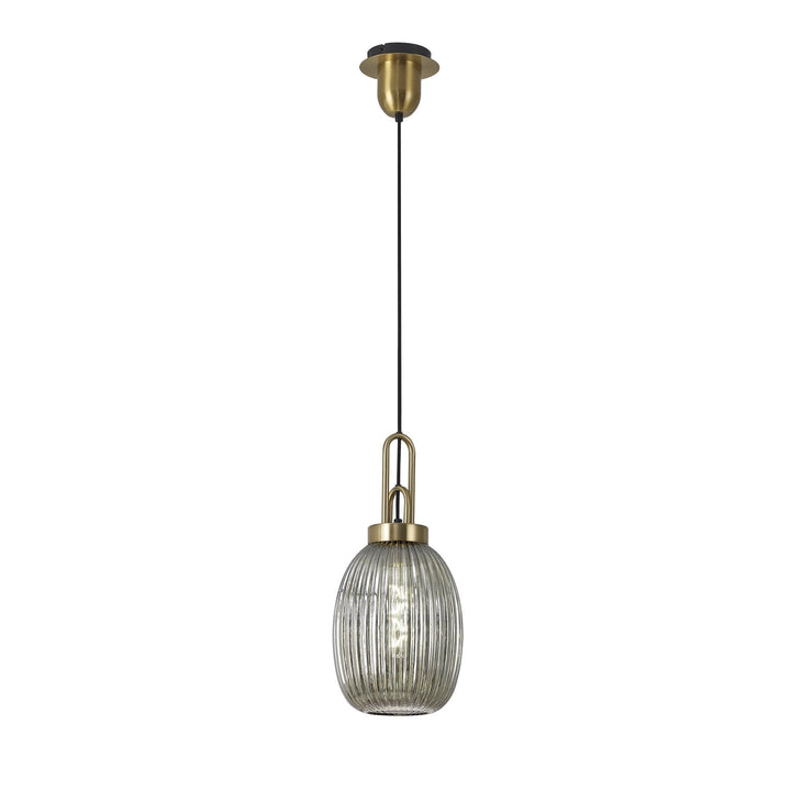 Nelson Lighting NLK05469 Amsterdam 1 Light Pendant Brass Gold Matt Black