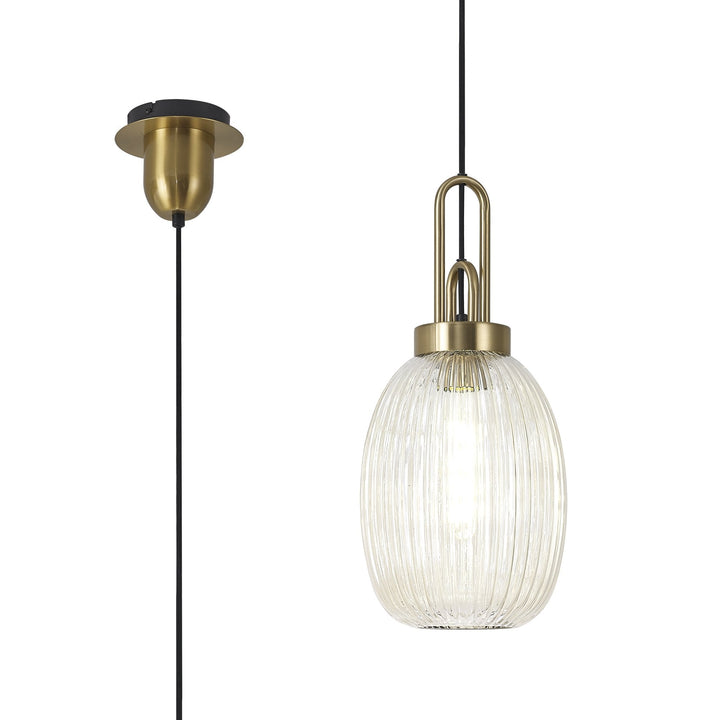 Nelson Lighting NLK05479 Amsterdam 1 Light Pendant Brass Gold Matt Black