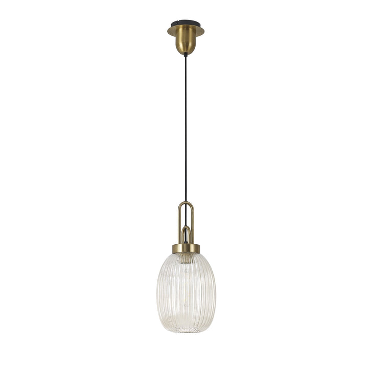 Nelson Lighting NLK05479 Amsterdam 1 Light Pendant Brass Gold Matt Black