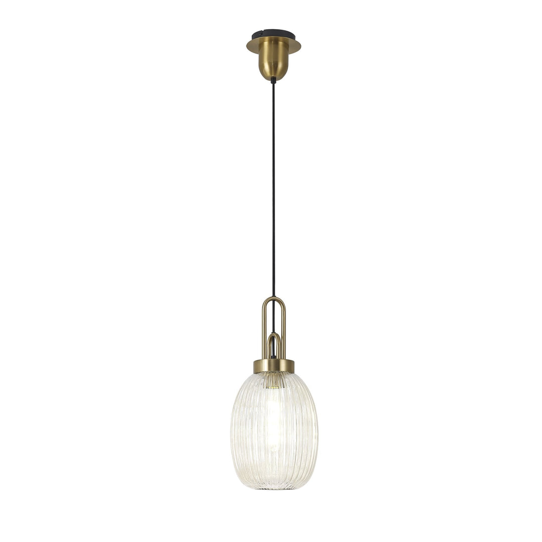 Nelson Lighting NLK05479 Amsterdam 1 Light Pendant Brass Gold Matt Black