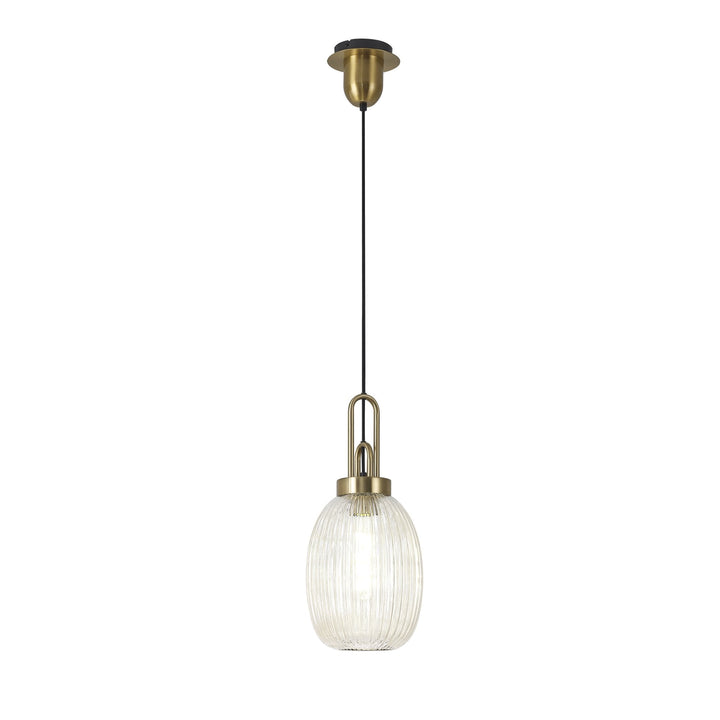 Nelson Lighting NLK05479 Amsterdam 1 Light Pendant Brass Gold Matt Black