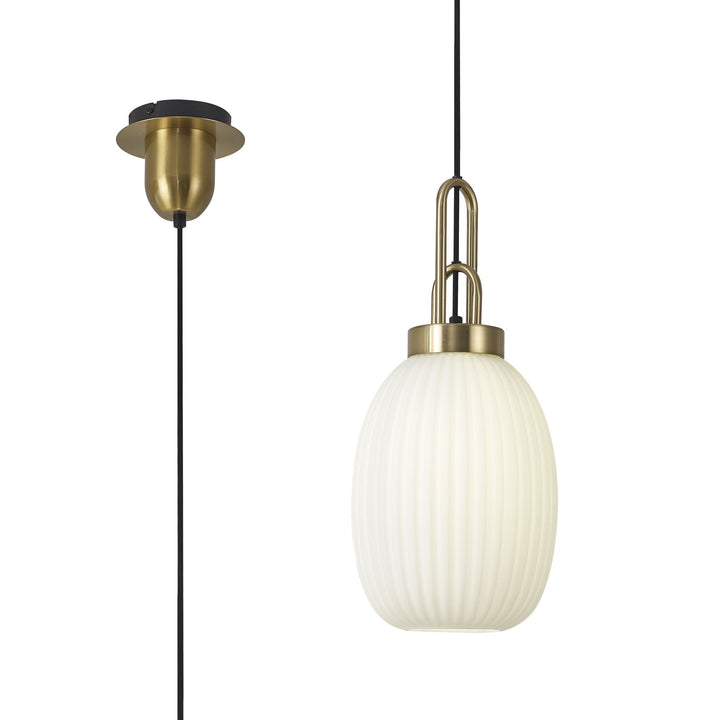 Nelson Lighting NLK05489 Amsterdam 1 Light Pendant Brass Gold Matt Black