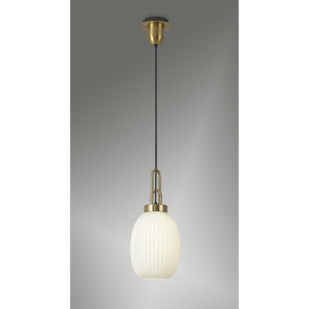 Nelson Lighting NLK05489 Amsterdam 1 Light Pendant Brass Gold Matt Black