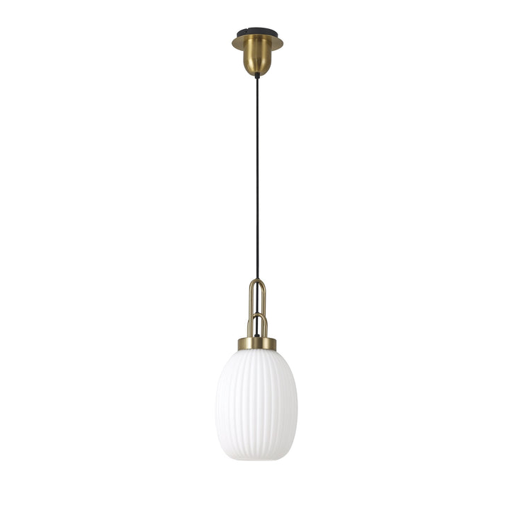 Nelson Lighting NLK05489 Amsterdam 1 Light Pendant Brass Gold Matt Black