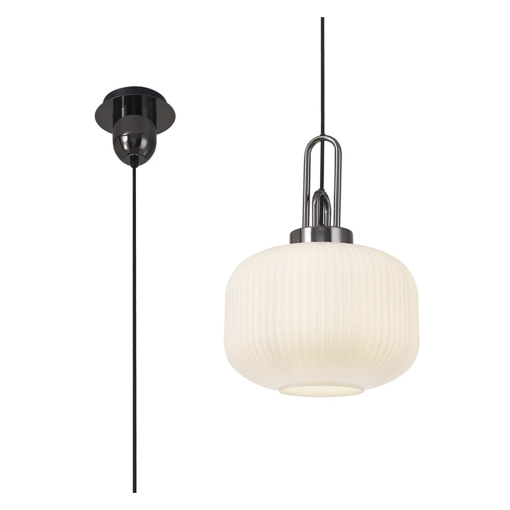 Nelson Lighting NLK05499 Amsterdam 1 Light Pendant Black Chrome Matt Black