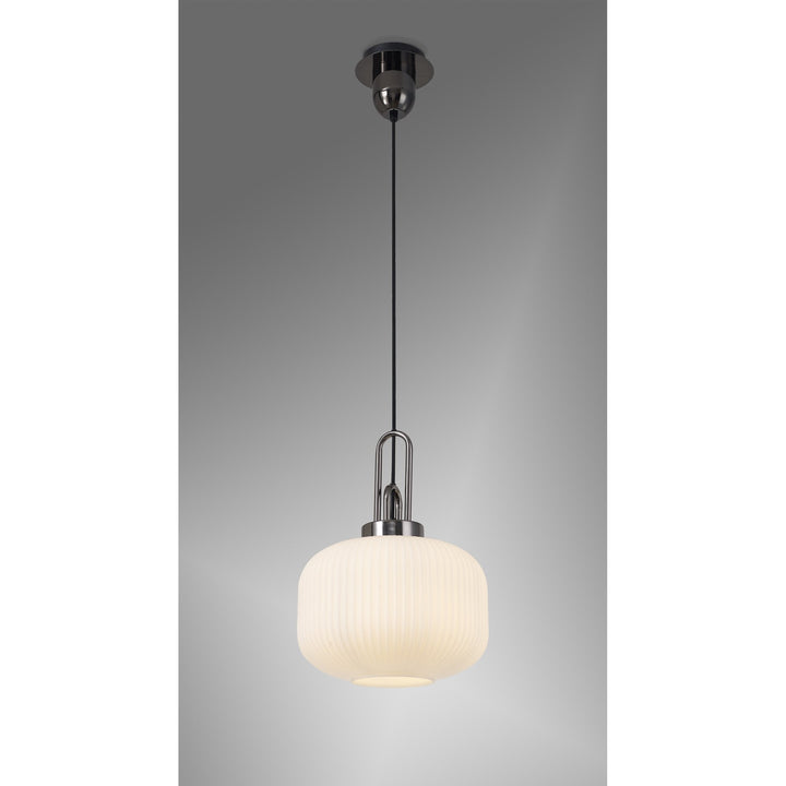 Nelson Lighting NLK05499 Amsterdam 1 Light Pendant Black Chrome Matt Black