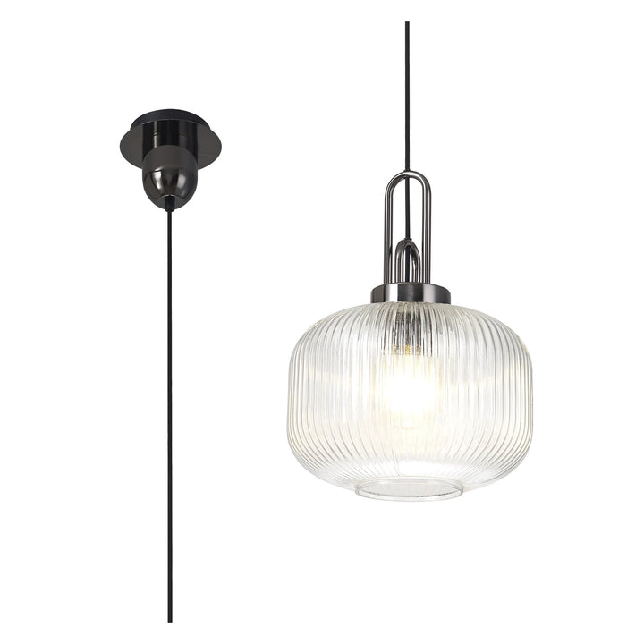 Nelson Lighting NLK05509 Amsterdam 1 Light Pendant Black Chrome Matt Black