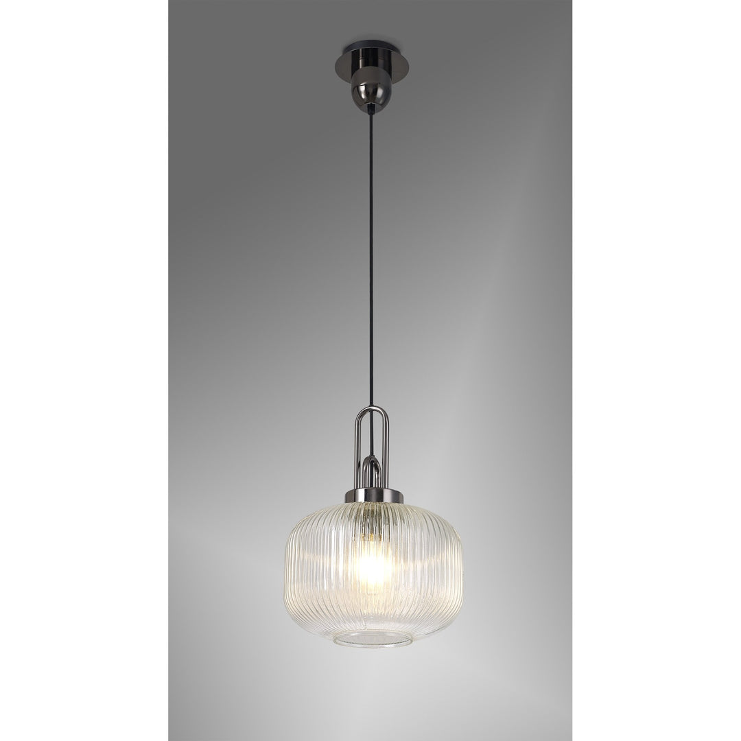 Nelson Lighting NLK05509 Amsterdam 1 Light Pendant Black Chrome Matt Black