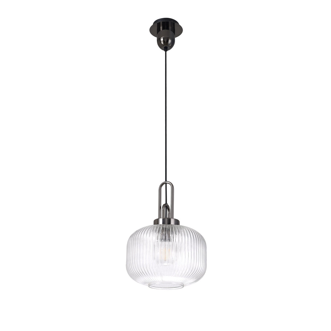 Nelson Lighting NLK05509 Amsterdam 1 Light Pendant Black Chrome Matt Black