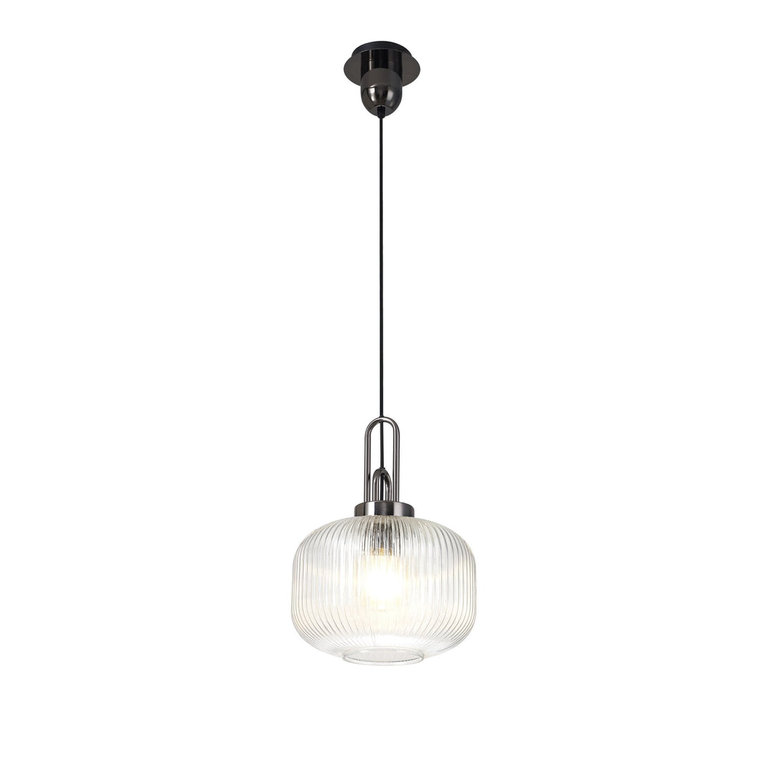 Nelson Lighting NLK05509 Amsterdam 1 Light Pendant Black Chrome Matt Black