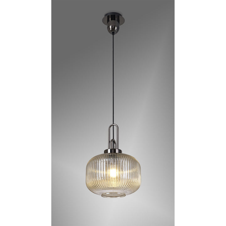 Nelson Lighting NLK05519 Amsterdam 1 Light Pendant Black Chrome Matt Black