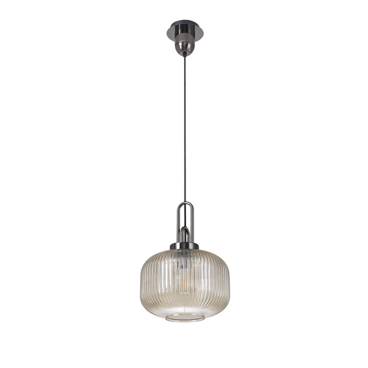 Nelson Lighting NLK05519 Amsterdam 1 Light Pendant Black Chrome Matt Black