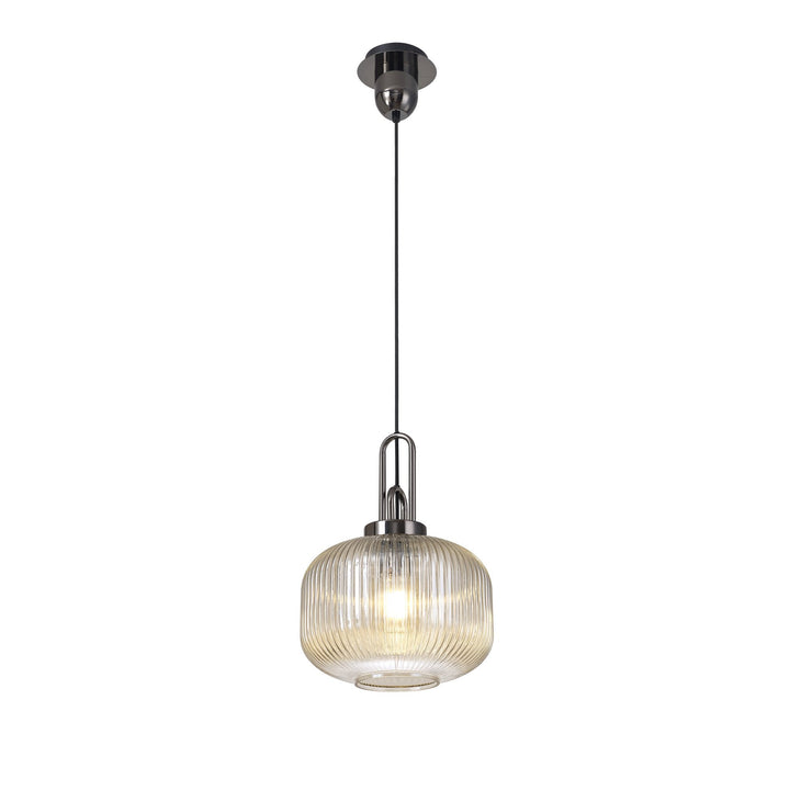 Nelson Lighting NLK05519 Amsterdam 1 Light Pendant Black Chrome Matt Black