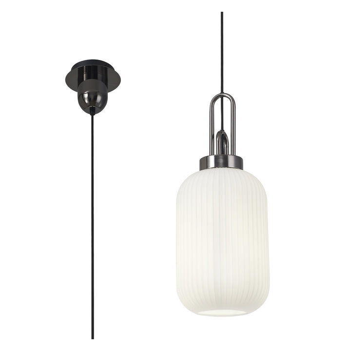 Nelson Lighting NLK05529 Amsterdam 1 Light Pendant Black Chrome Matt Black