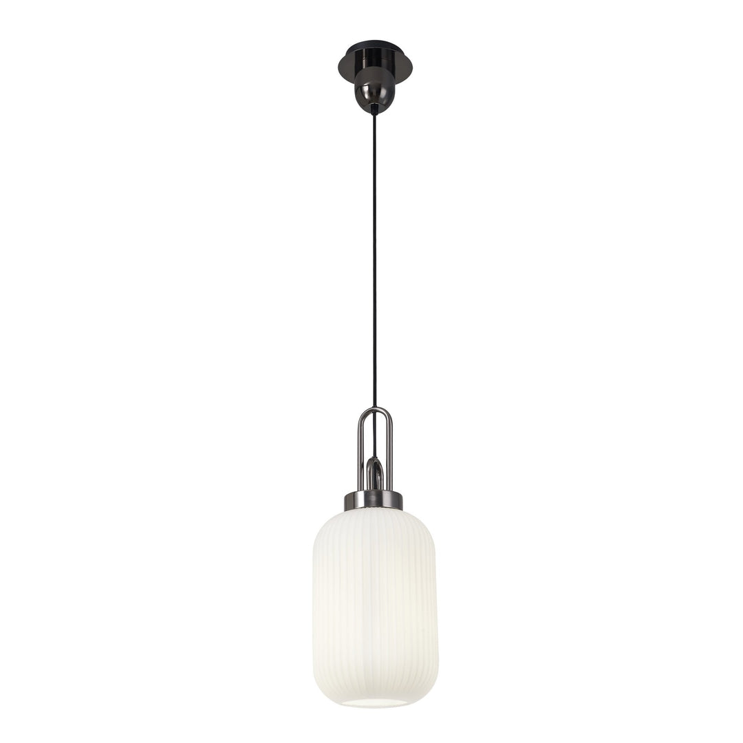 Nelson Lighting NLK05529 Amsterdam 1 Light Pendant Black Chrome Matt Black