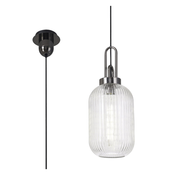 Nelson Lighting NLK05539 Amsterdam 1 Light Pendant Black Chrome Matt Black