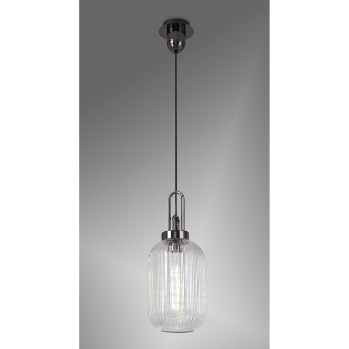 Nelson Lighting NLK05539 Amsterdam 1 Light Pendant Black Chrome Matt Black