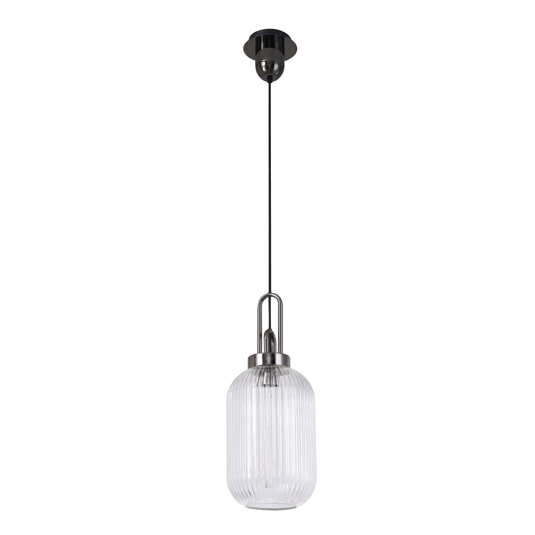 Nelson Lighting NLK05539 Amsterdam 1 Light Pendant Black Chrome Matt Black