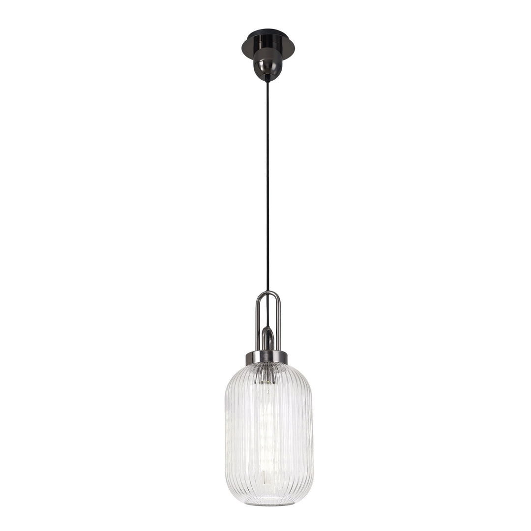 Nelson Lighting NLK05539 Amsterdam 1 Light Pendant Black Chrome Matt Black