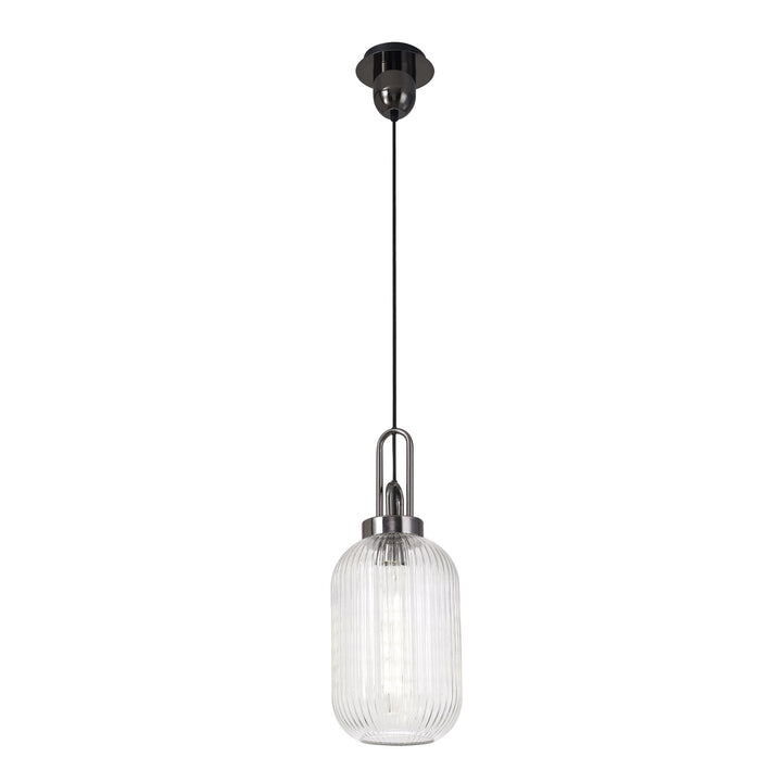 Nelson Lighting NLK05539 Amsterdam 1 Light Pendant Black Chrome Matt Black