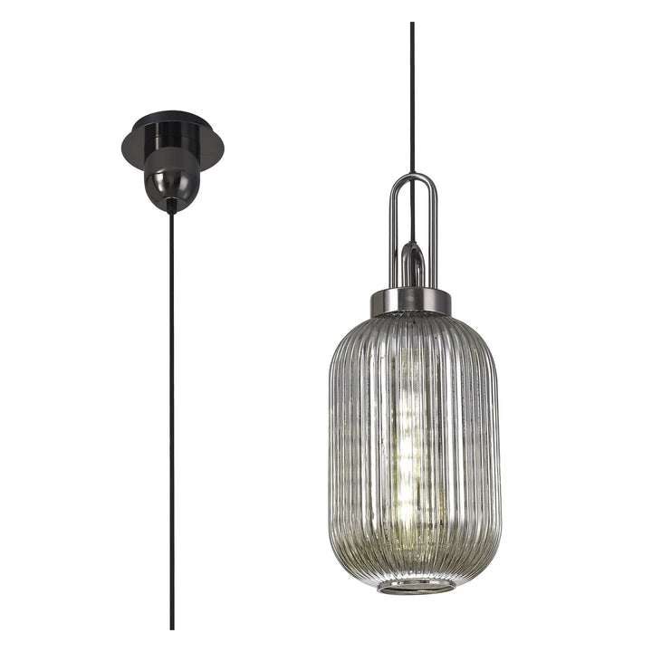 Nelson Lighting NLK05549 Amsterdam 1 Light Pendant Black Chrome Matt Black