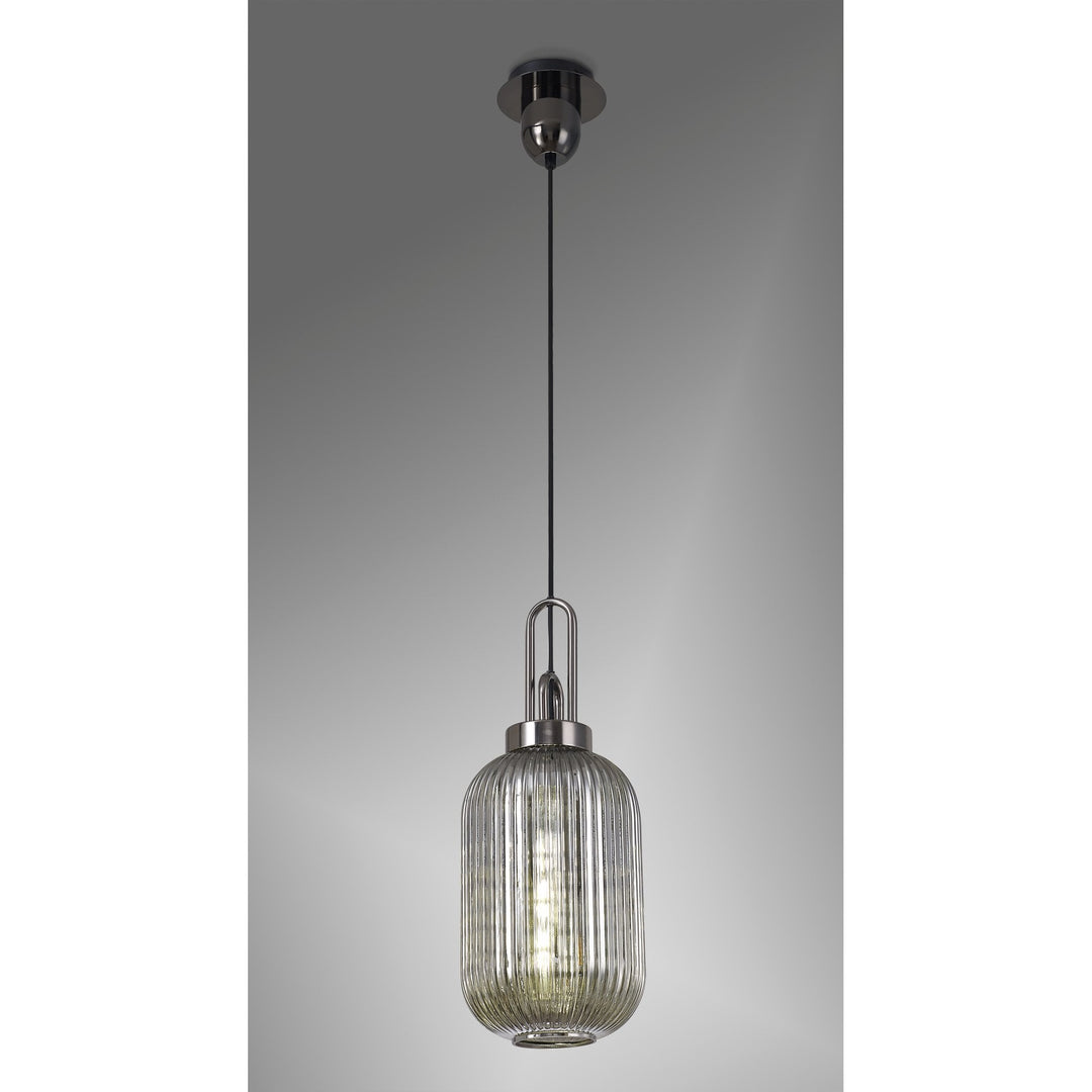 Nelson Lighting NLK05549 Amsterdam 1 Light Pendant Black Chrome Matt Black