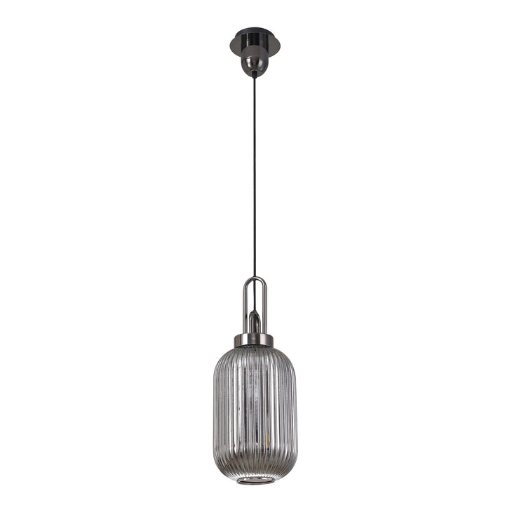 Nelson Lighting NLK05549 Amsterdam 1 Light Pendant Black Chrome Matt Black