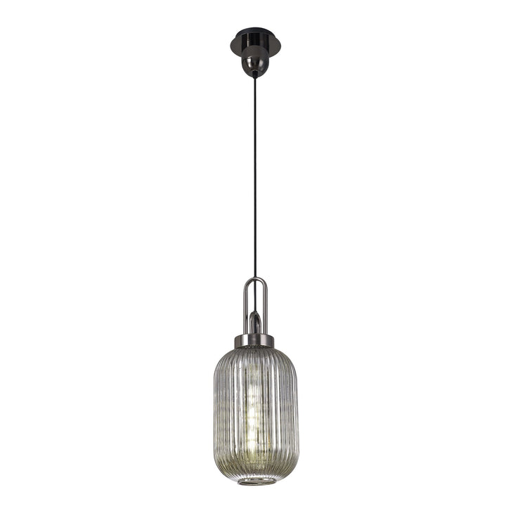 Nelson Lighting NLK05549 Amsterdam 1 Light Pendant Black Chrome Matt Black