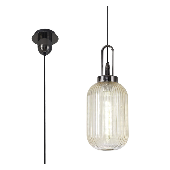 Nelson Lighting NLK05559 Amsterdam  1 Light Pendant Black Chrome Matt Black