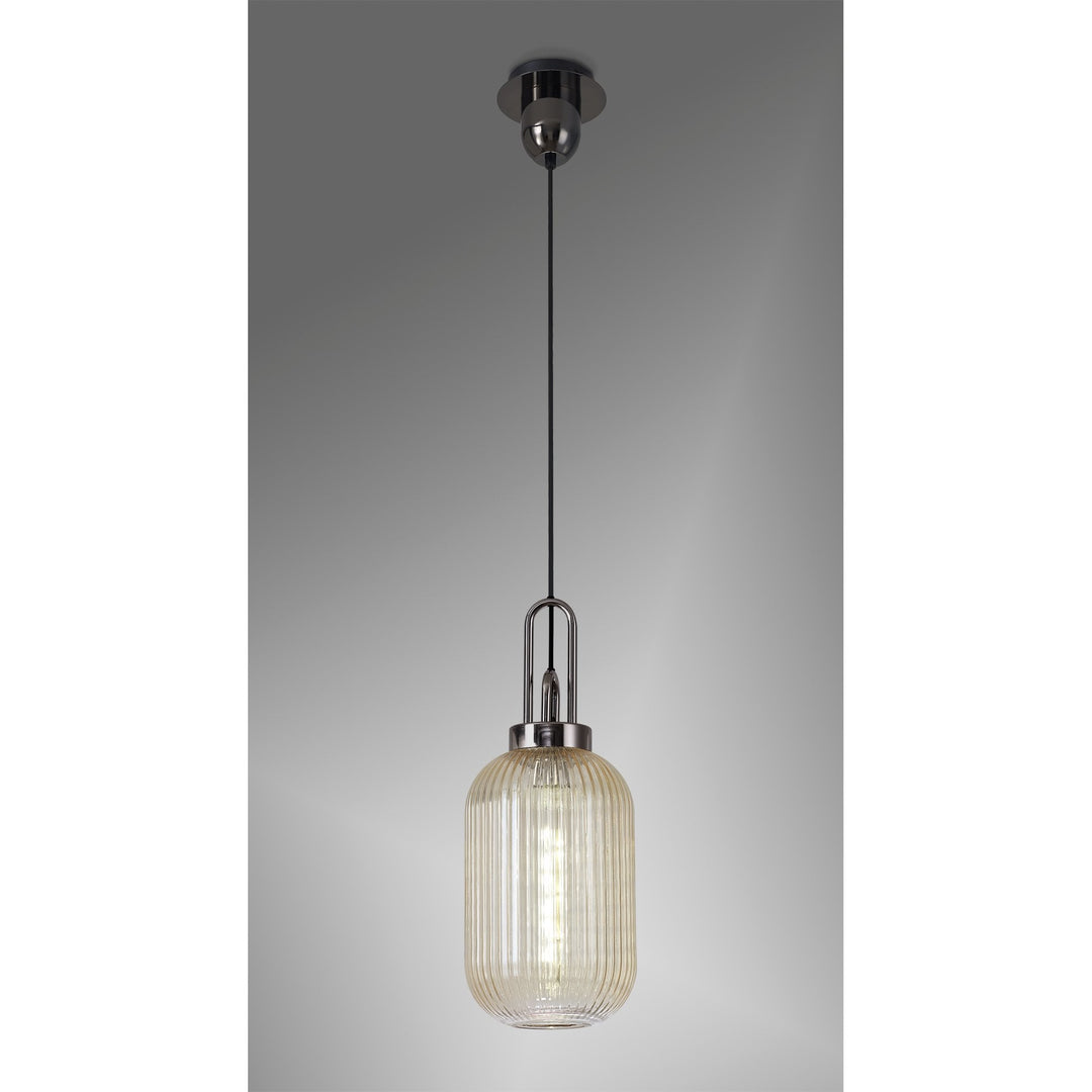 Nelson Lighting NLK05559 Amsterdam  1 Light Pendant Black Chrome Matt Black