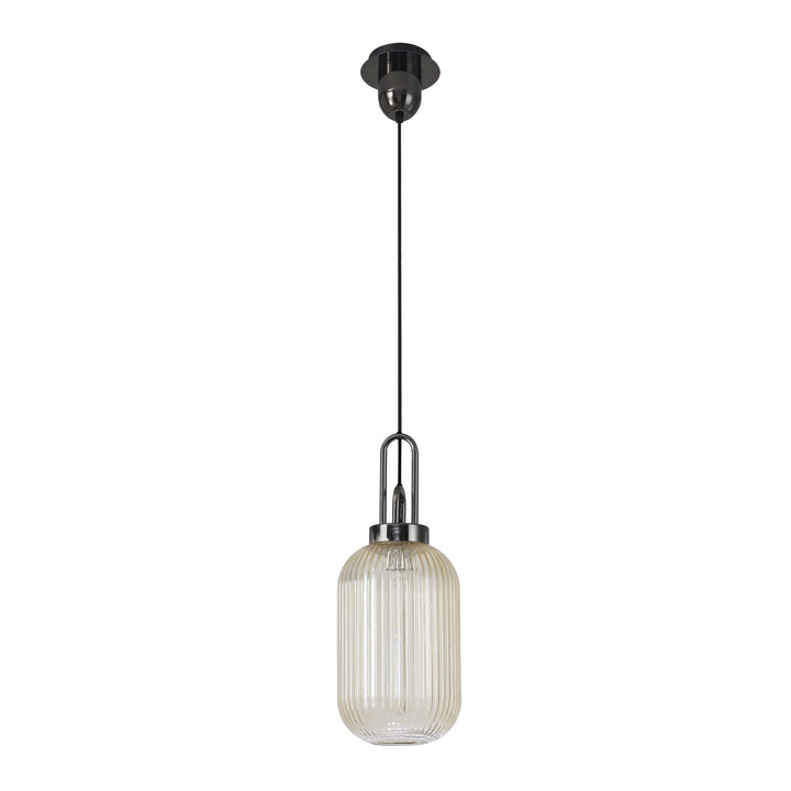 Nelson Lighting NLK05559 Amsterdam  1 Light Pendant Black Chrome Matt Black