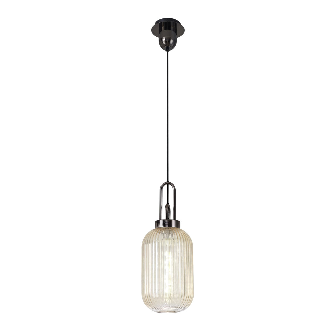 Nelson Lighting NLK05559 Amsterdam  1 Light Pendant Black Chrome Matt Black